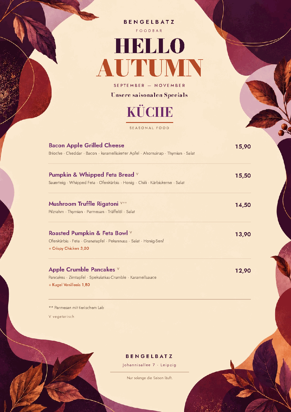 Herbst-Brunchkarte 2026, Seite Küche